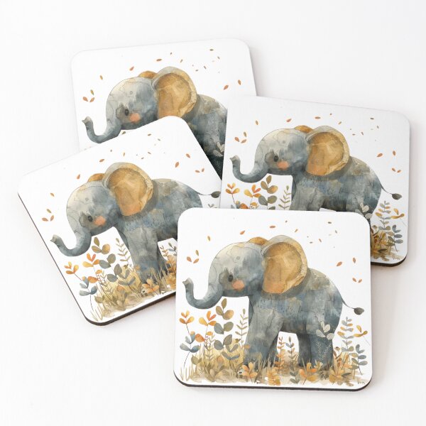 Item preview, "Adorable Baby Elephant Watercolor: Sweet Nursery Wallpaper" designed and sold by Bohospiritart.