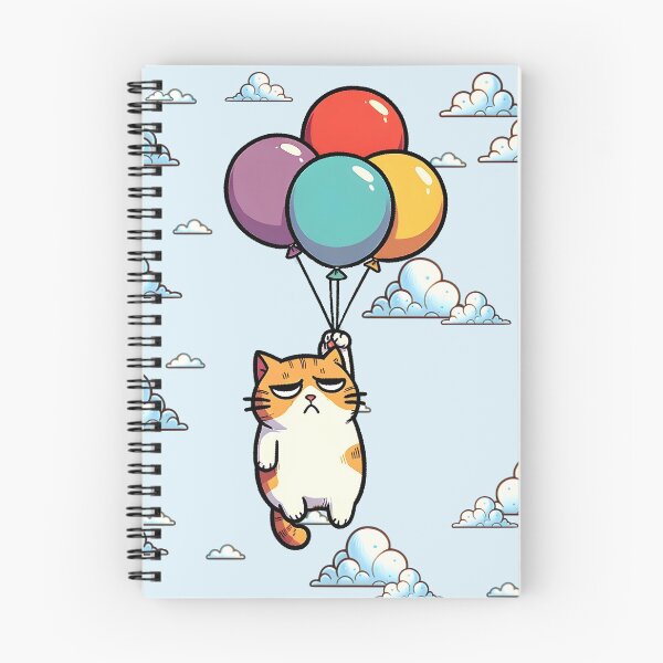 Item preview, Unamused Cat Explorer Cat Flying Off Holding On To Balloons Kawaii Kitty Traverler Exploring the World designed and sold by Gay-Koala.