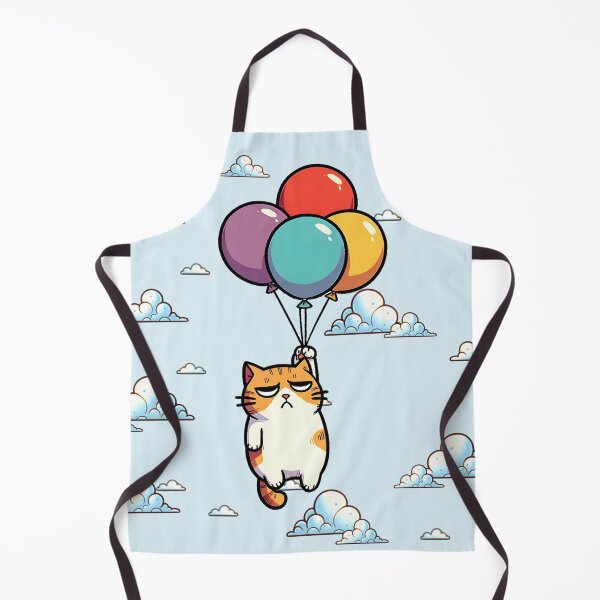 Item preview, Unamused Cat Explorer Cat Flying Off Holding On To Balloons Kawaii Kitty Traverler Exploring the World designed and sold by Gay-Koala.