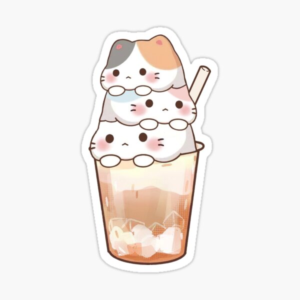 Item preview, Boba Three kawaii Cat chubby designed and sold by CurtisELane.