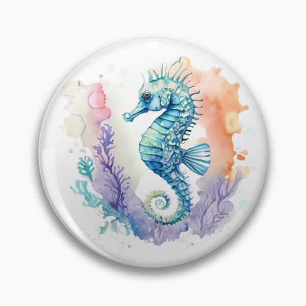 Item preview, watercolor seahorse designed and sold by Maker Magia.