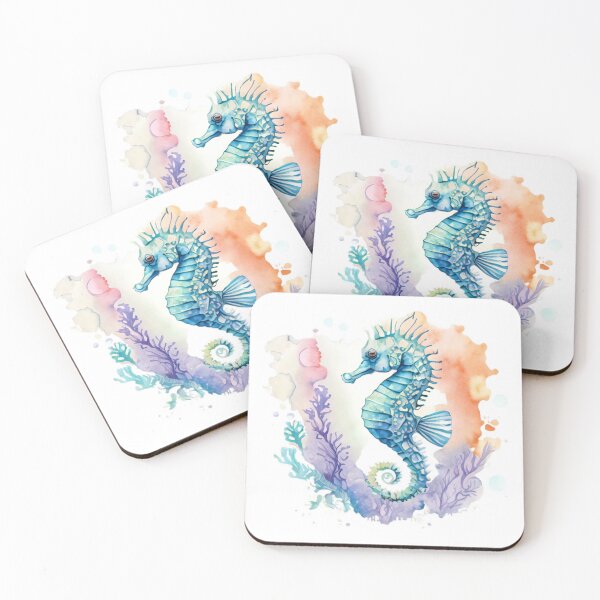 Item preview, watercolor seahorse designed and sold by Maker Magia.