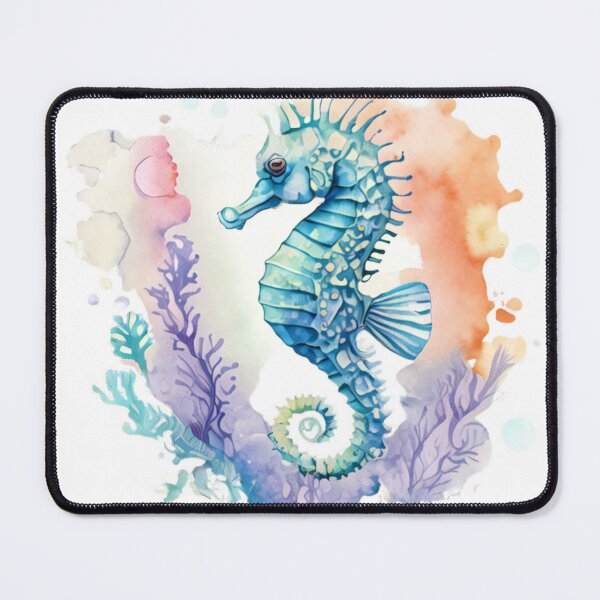 Item preview, watercolor seahorse designed and sold by Maker Magia.