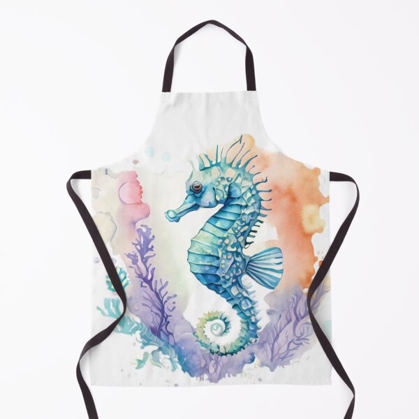 Item preview, watercolor seahorse designed and sold by Maker Magia.