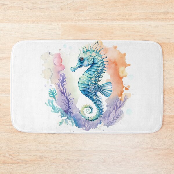 Item preview, watercolor seahorse designed and sold by Maker Magia.