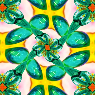 Artwork thumbnail, Abstract Green Flowers Pattern by Patternflower