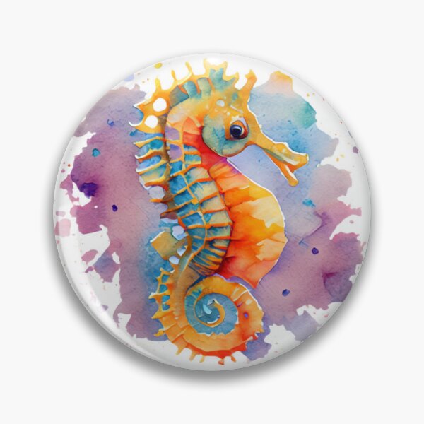 Item preview, watercolor seahorse designed and sold by Maker Magia.