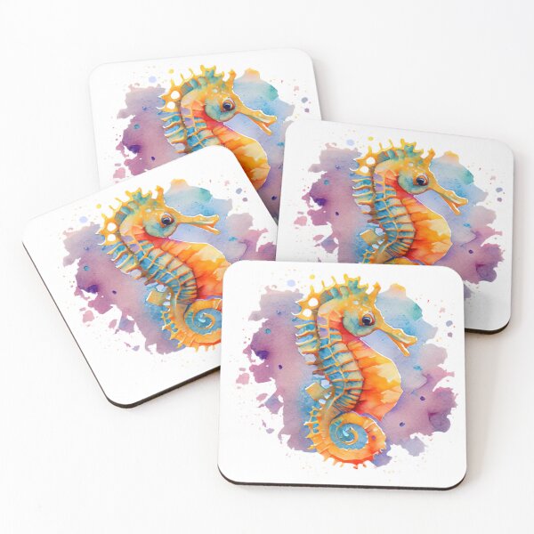 Item preview, watercolor seahorse designed and sold by Maker Magia.
