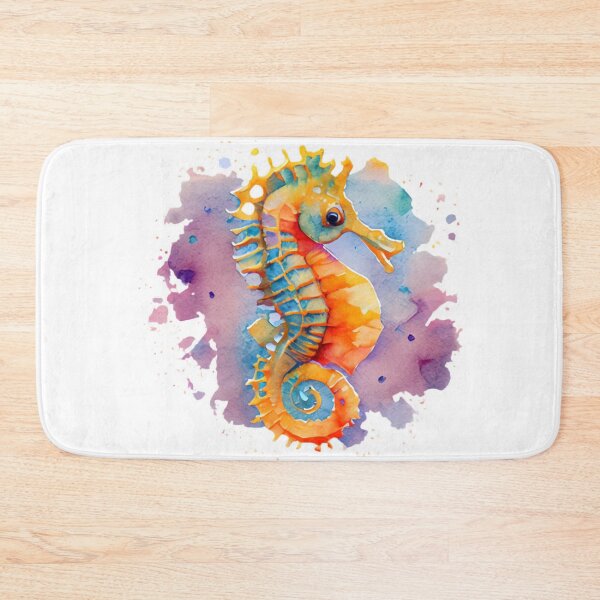 Item preview, watercolor seahorse designed and sold by Maker Magia.