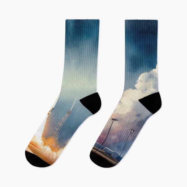Item preview, Rocket Launch into the Vast Blue Sky designed and sold by ArtComixHaven.