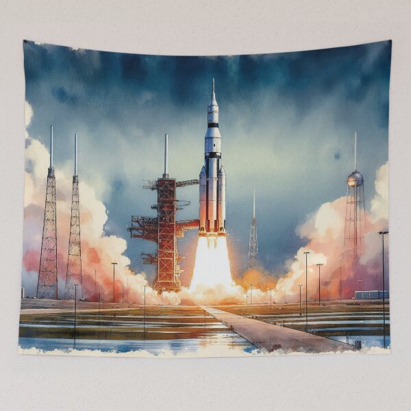 Item preview, Rocket Launch into the Vast Blue Sky designed and sold by ArtComixHaven.