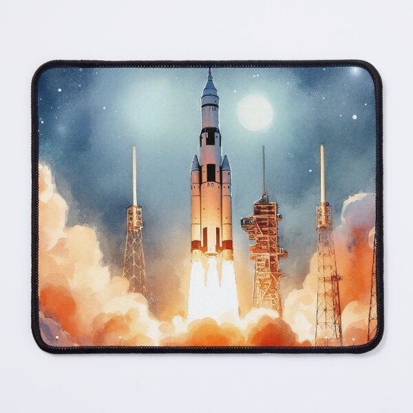 Item preview, Nighttime Rocket Launch Under Starry Sky designed and sold by ArtComixHaven.