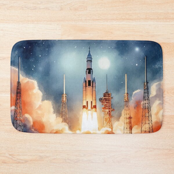 Item preview, Nighttime Rocket Launch Under Starry Sky designed and sold by ArtComixHaven.