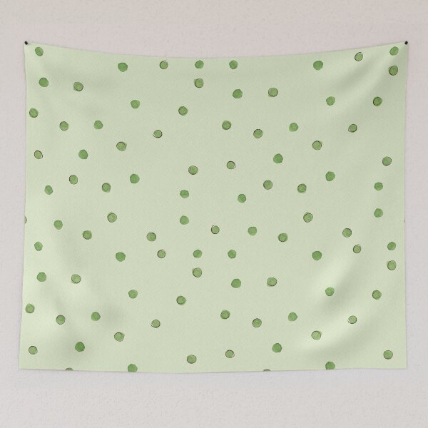 Item preview, Green handpainted watercolor pea polka dots designed and sold by Rebecca Hunter.