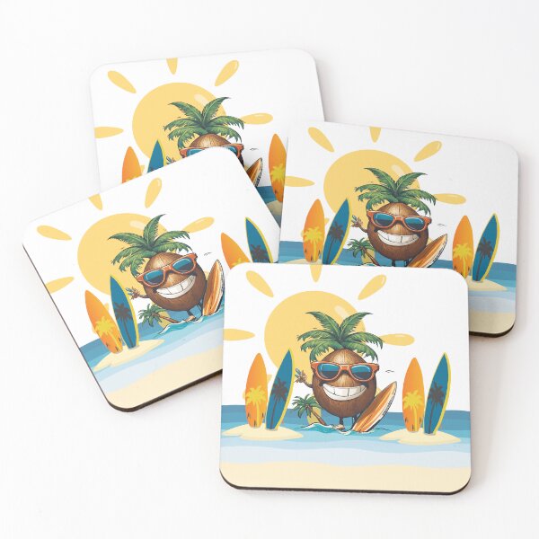 Item preview, Beach coconut with surfboards designed and sold by Yeyishop.