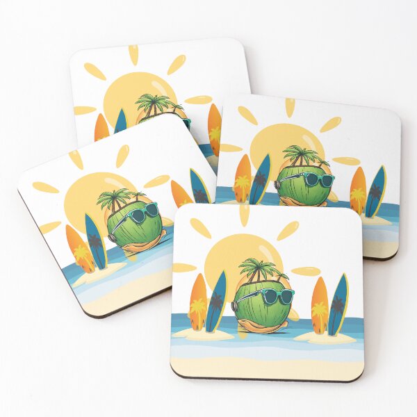 Item preview, Beach coconut with surfboards designed and sold by Yeyishop.
