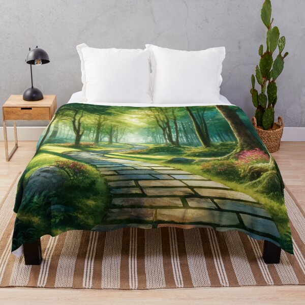 Item preview, "Sunlit Forest Path with Winding Stone Walkway" designed and sold by ArtComixHaven.