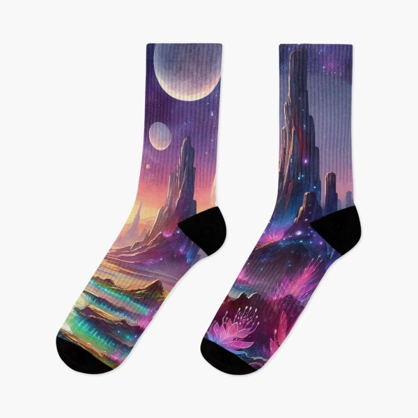 Item preview, Alien Landscape with Glowing Plants and Moons designed and sold by ArtComixHaven.