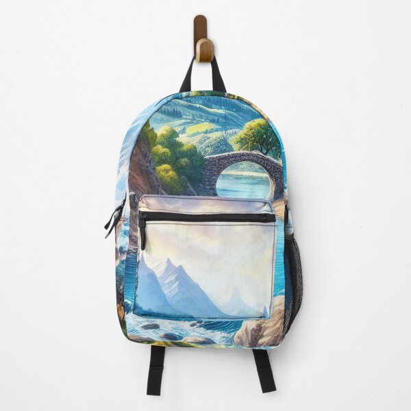 Item preview, Idyllic Mountain Valley with Flowing River designed and sold by ArtComixHaven.