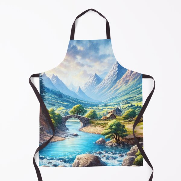 Item preview, Idyllic Mountain Valley with Flowing River designed and sold by ArtComixHaven.