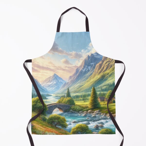 Item preview, Peaceful Mountain Valley with Blooming Flowers designed and sold by ArtComixHaven.