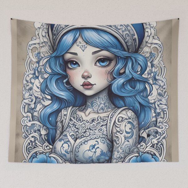 Item preview, Little Blue Tattoo Pinup designed and sold by MatrixTattoo.