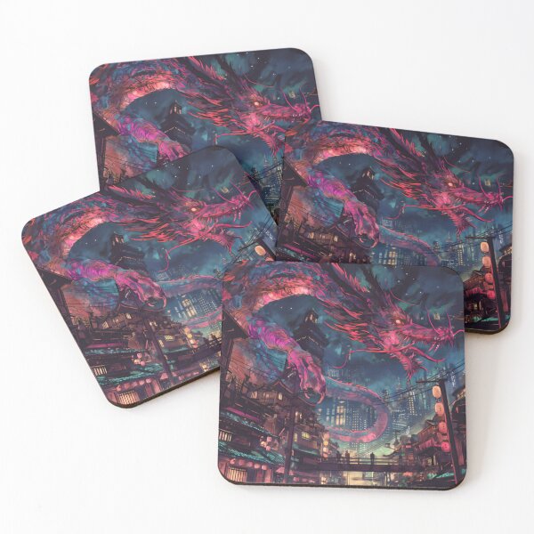 Item preview, Neon Dragon in Cyberpunk City - Version 2 designed and sold by deepglitchart.