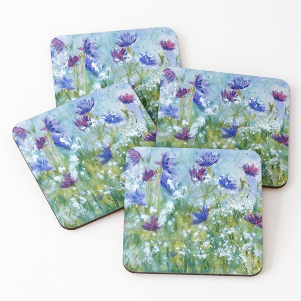 Item preview, Abstract garden in blues and purples designed and sold by Artbydekloe.