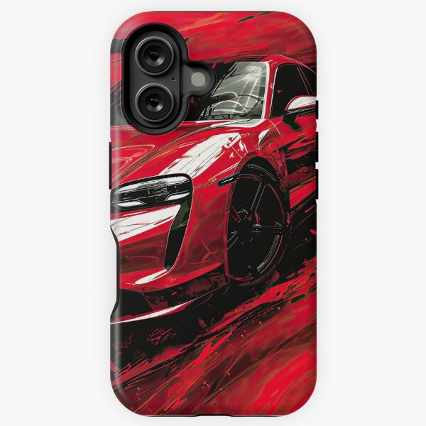 Aperçu de l'œuvre taycan affiches d'art abstrait ton rouge et créée et vendue par R3d Cars Posters.