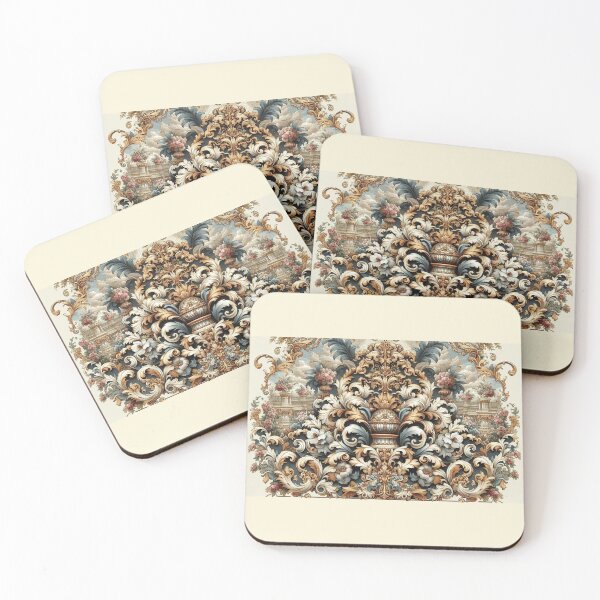 Item preview, White, Gold & Steele Blue Baroque designed and sold by DesignsByPrnces.