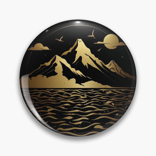 Item preview, Gold Silhouette mountain & sea designed and sold by LessSugar.