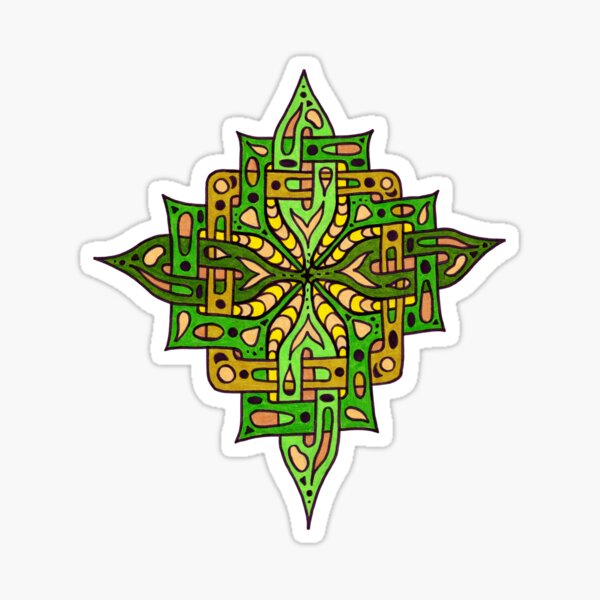 Item preview, Interlocking Diamond Mandala - Green and Gold designed and sold by Lucid-Embellish.