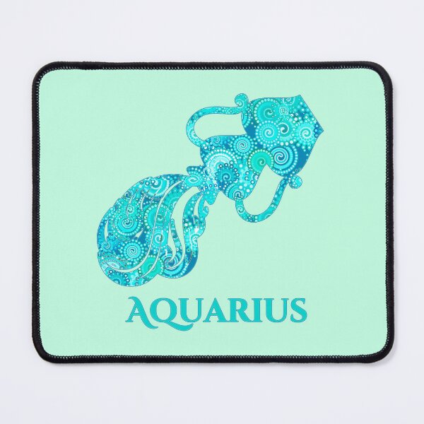 Item preview, Zodiac Sign for Aquarius in a Turquoise Fractal Pattern  designed and sold by Marymarice.