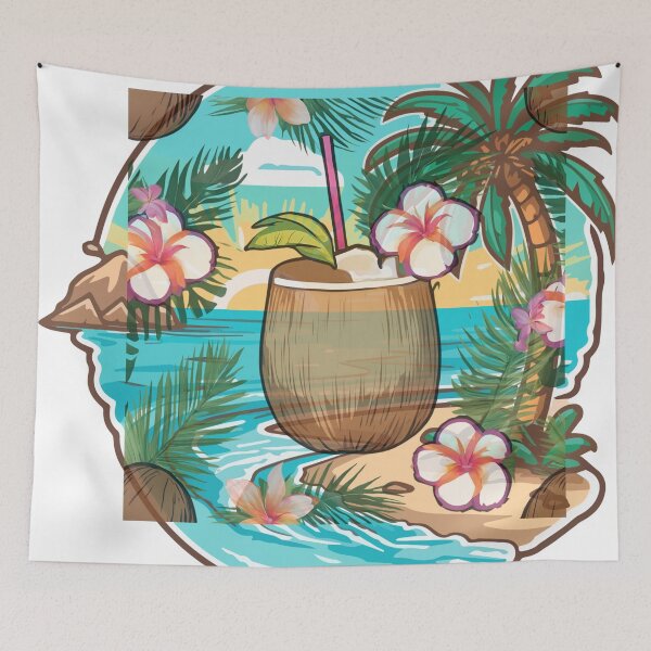 Item preview, tropical coconut lovers designed and sold by Yeyishop.