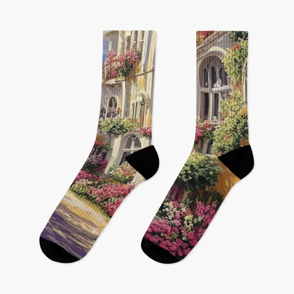 Item preview, Enchanting Road: A Floral Escape in a Historic Town designed and sold by LyssasMindArt.