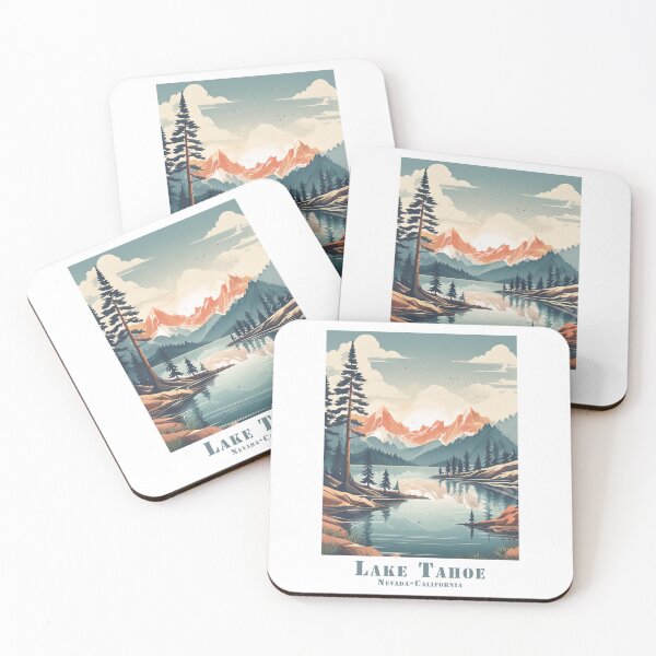 Item preview, Vintage travel poster of Lake Tahoe Sierra Nevada - California, Nevada, – Abstract retro nature art for tourism and travel fans designed and sold by pod24.