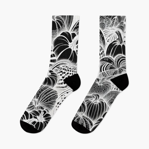 Item preview, Pumpkin Inverse Pattern Monochrome Black and White Ink Pen designed and sold by ShaViArt.