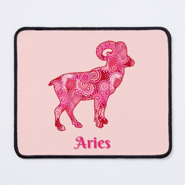 Item preview, Zodiac Sign for Aries in a Coral Red Fractal Pattern designed and sold by Marymarice.