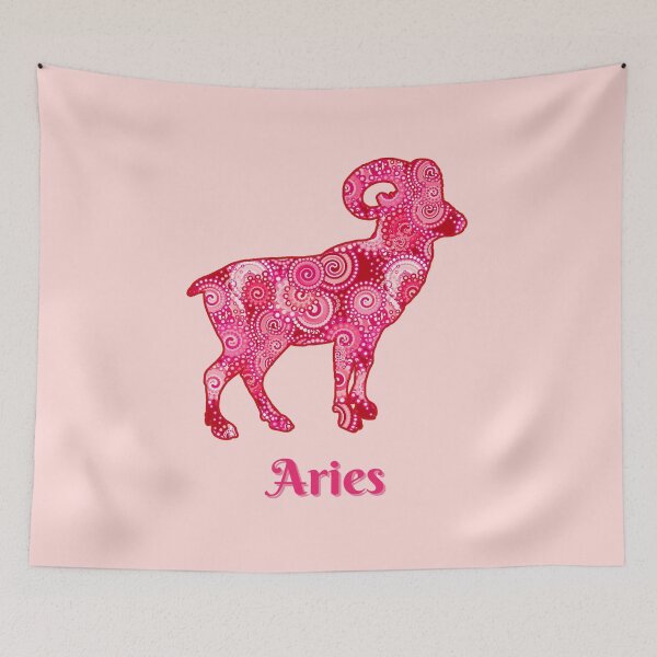 Item preview, Zodiac Sign for Aries in a Coral Red Fractal Pattern  designed and sold by Marymarice.