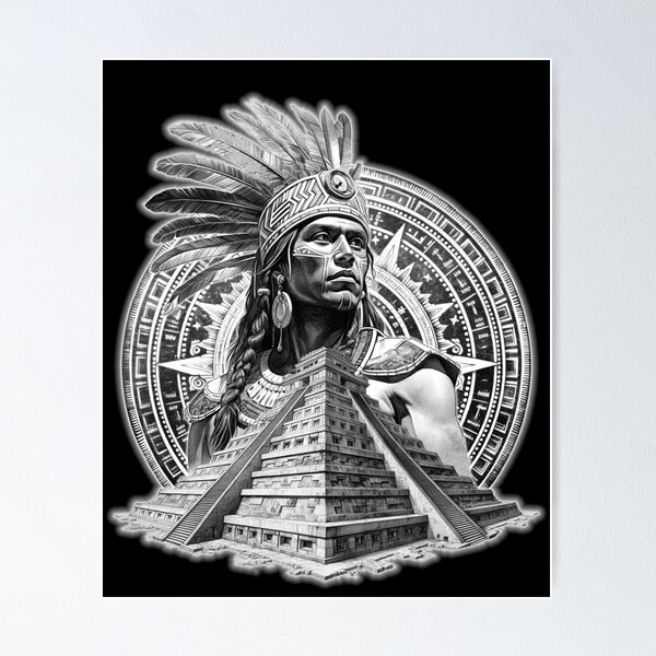 Item preview, Aztec Warrior Man Chicano Mexican Aztec Calendar  designed and sold by HechoEnAztlan.