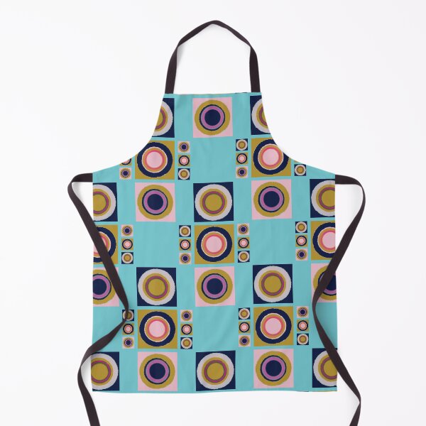 Item preview, Retro Modern Psychedelic Abstract Lunar Eclipse Tiles Pattern on Aqua designed and sold by scome.