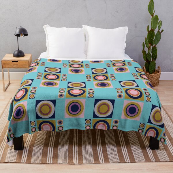 Item preview, Retro Modern Psychedelic Abstract Lunar Eclipse Tiles Pattern on Aqua designed and sold by scome.