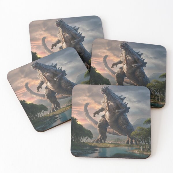 Item preview, Titan Kaiju rises above a lush Mexican landscape, with trees and a tranquil lagoon in the foreground designed and sold by Titan33.