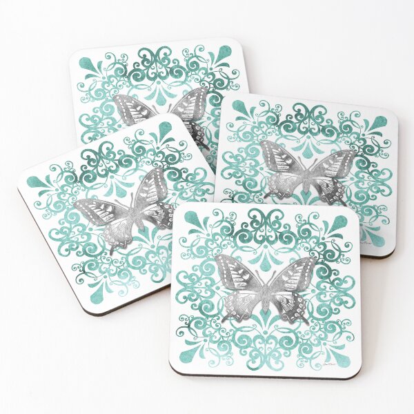 Item preview, Aqua Tile With Butterfly C designed and sold by Jean Plout.