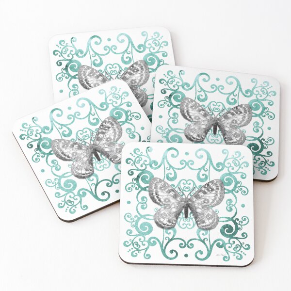 Item preview, Aqua Tile With Butterfly D designed and sold by Jean Plout.