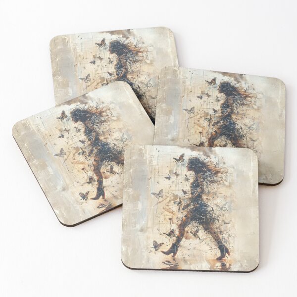 Item preview,  Woman Walking in the City with Butterflies Art  designed and sold by Obsidian Ink by Wilshire.