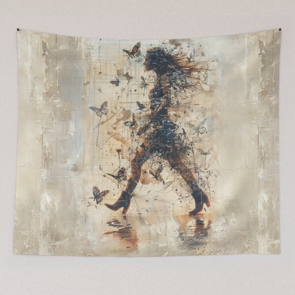 Item preview,  Woman Walking in the City with Butterflies Art  designed and sold by Obsidian Ink by Wilshire.