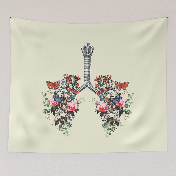Item preview, Lungs with floral climbing plant and branches, purple and green, cancer awareness, bloom floral, anatomy, watercolor designed and sold by Collagedream.