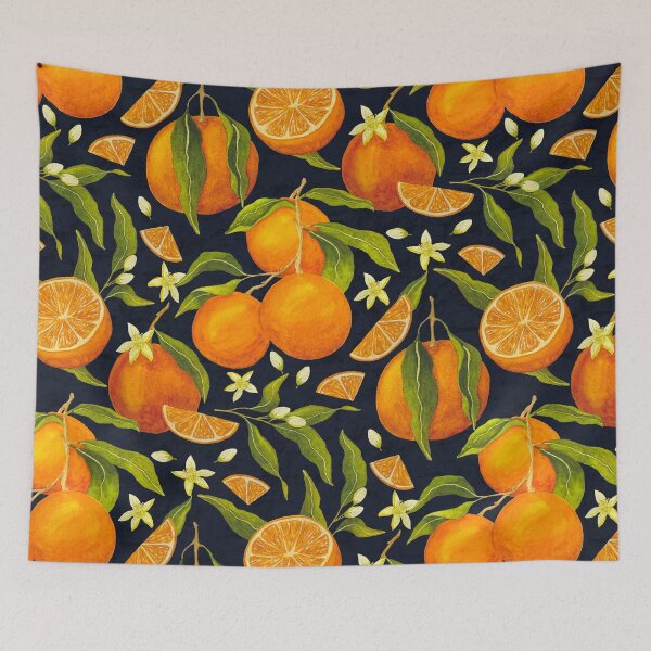 Item preview, Hand painted vintage style botanical watercolor oranges Pattern designed and sold by Jackies-art.