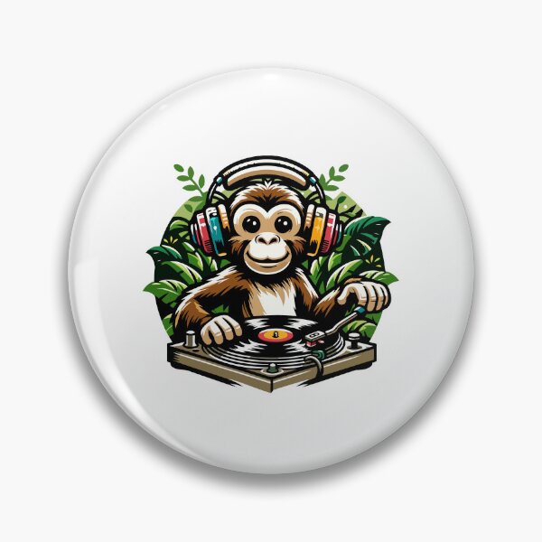 Item preview, DJ Monkey with Headphones and Turntable - Fun Music Lover's designed and sold by Akioos.